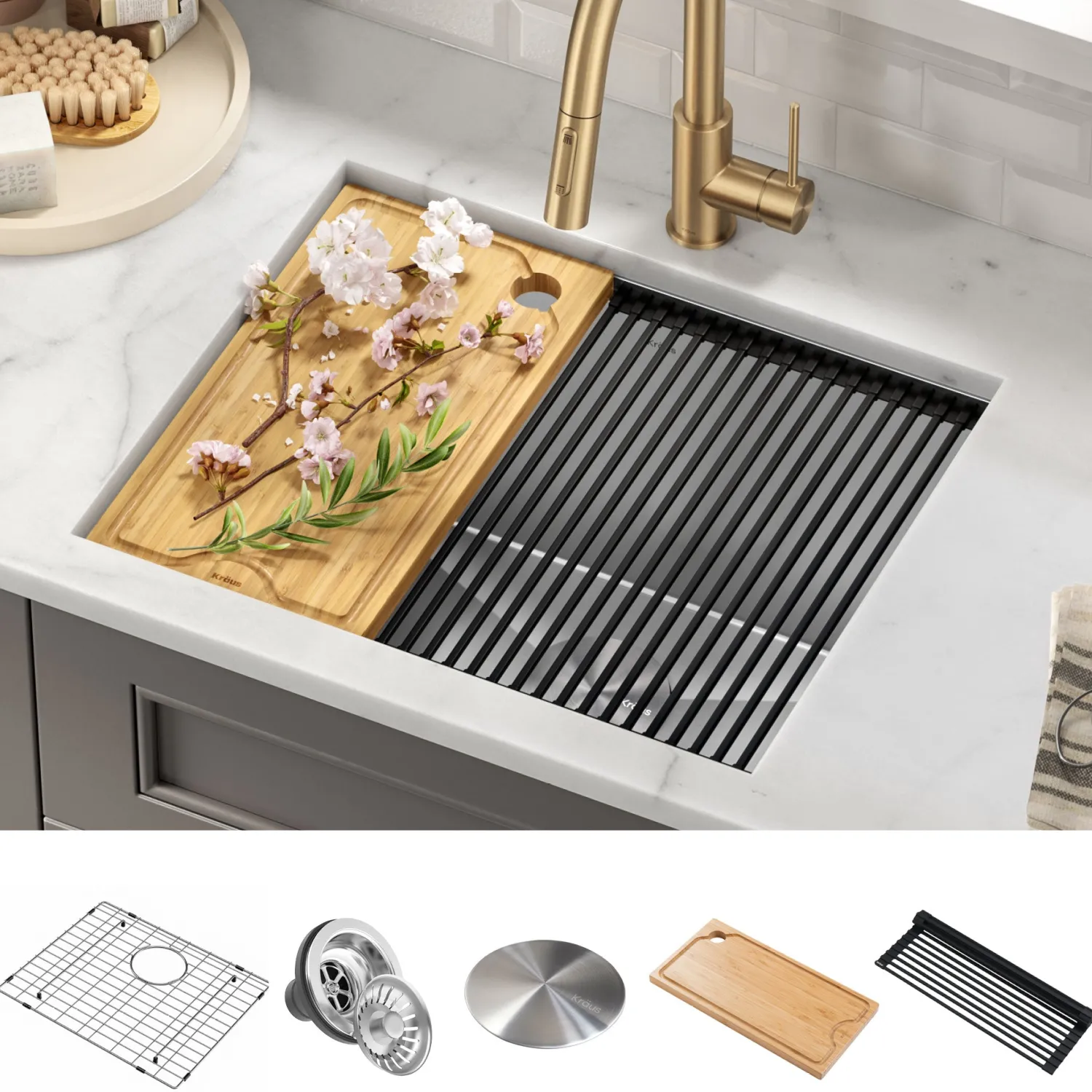 Discount Kore 23" Undermount Workstation 16 Gauge Laundry Utility Sink with Accessories Laundry & Utility Sinks|Undermount Sinks