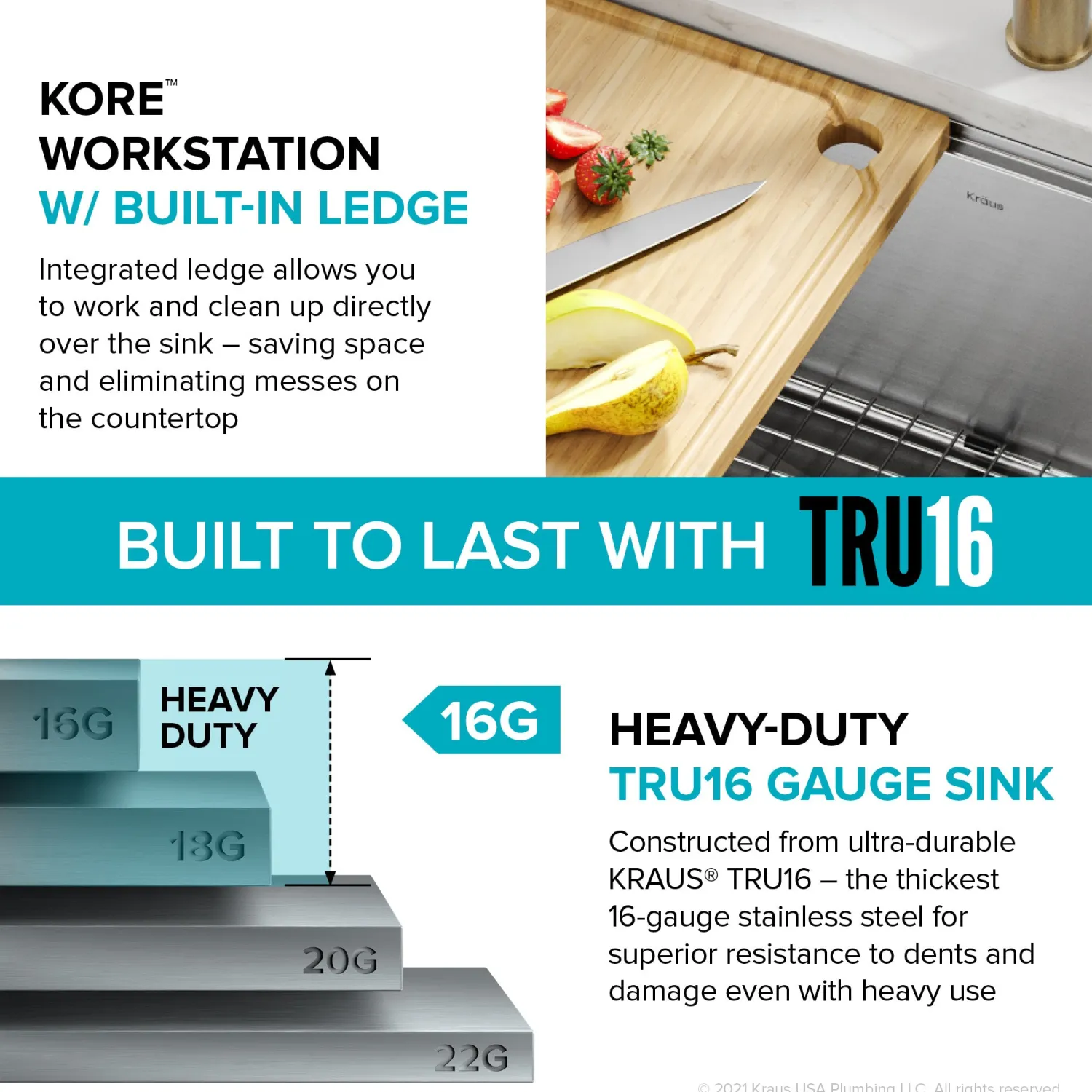 Discount Kore 23" Undermount Workstation 16 Gauge Laundry Utility Sink with Accessories Laundry & Utility Sinks|Undermount Sinks