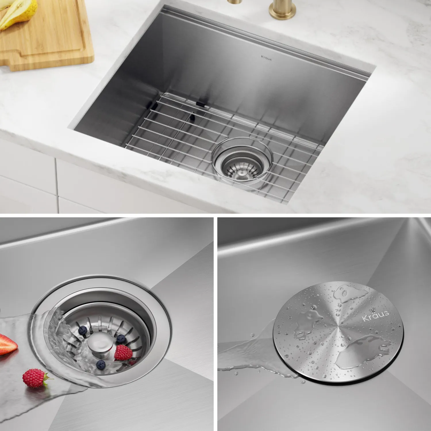Kore 21" Undermount Workstation 16 Gauge Stainless Steel Single Bowl Kitchen Sink with Accessories Bar / Prep Sinks|Workstation Sinks