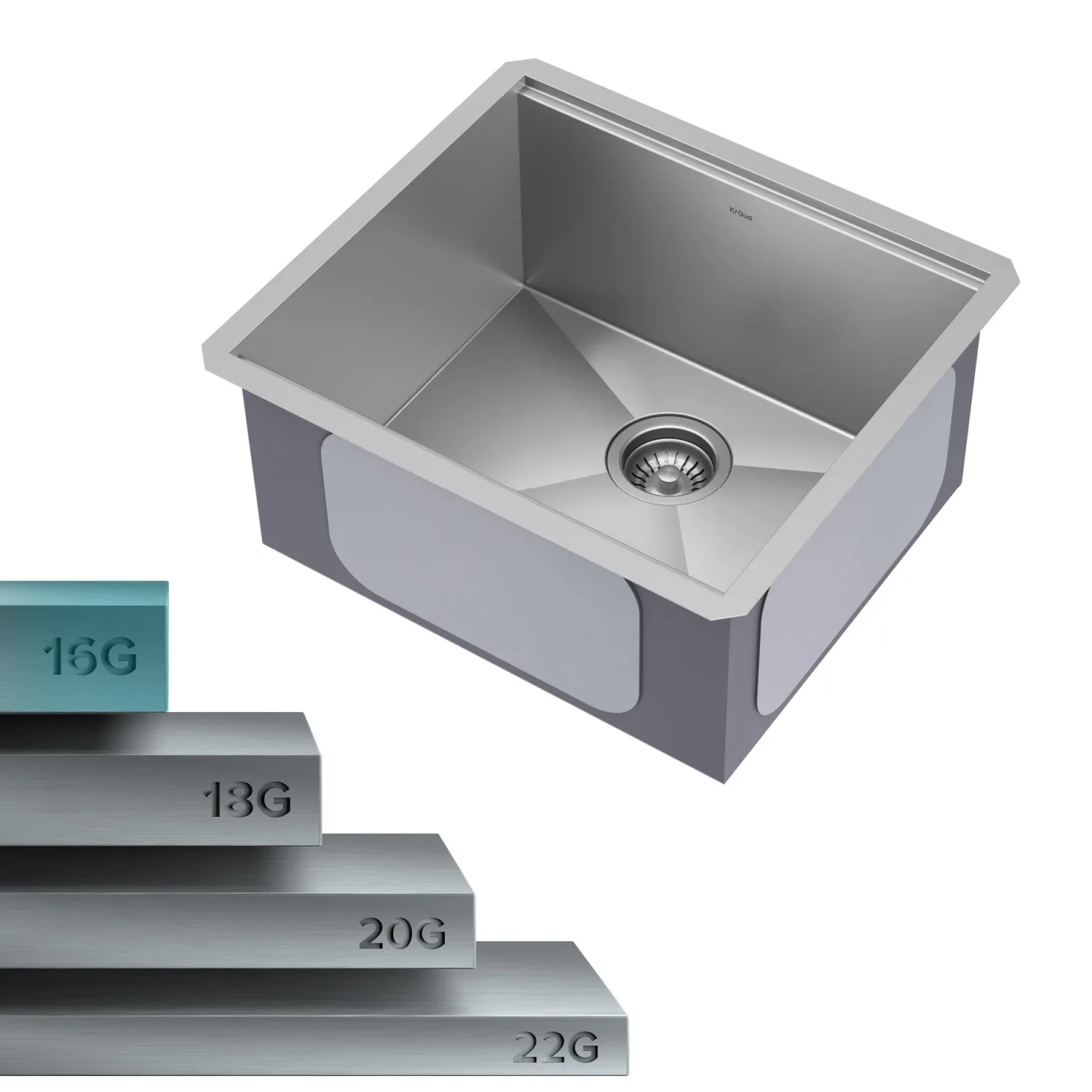 Kore 21" Undermount Workstation 16 Gauge Stainless Steel Single Bowl Kitchen Sink with Accessories Bar / Prep Sinks|Workstation Sinks