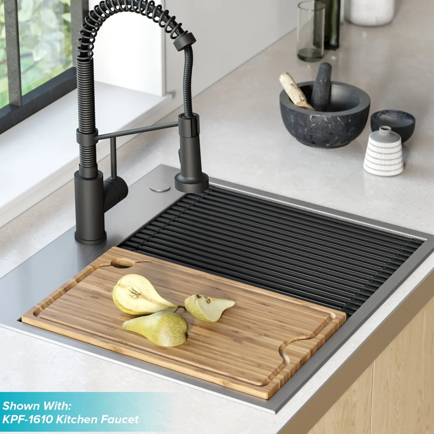 Clearance Kore Workstation 25" Drop-In or Undermount 16 Gauge Kitchen Sink with Accessories Drop-In / Top Mount Sinks|Stainless Steel Sinks