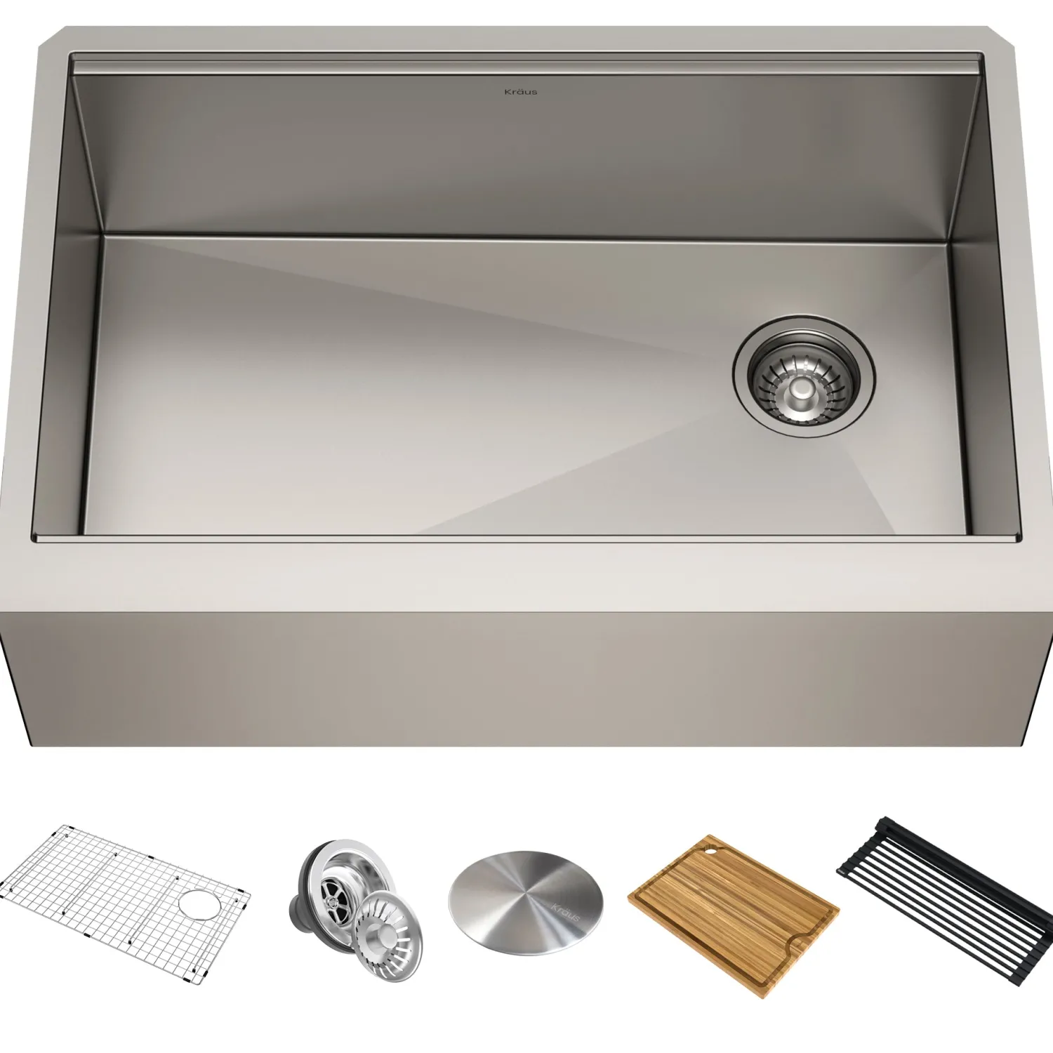 New Kore Workstation 30" Farmhouse Flat Apron Front 16 Gauge Single Bowl Stainless Steel Kitchen Sink Stainless Steel Sinks|Single Bowl Sinks