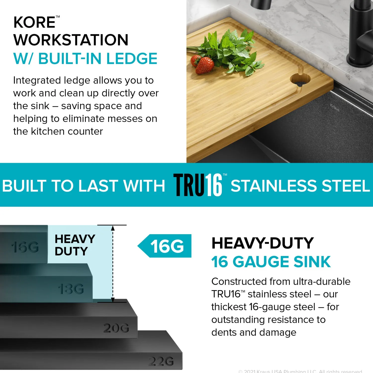 Discount Kore Workstation 23" Undermount Kitchen Sink in 16 Gauge PVD Gunmetal Undermount Sinks|Single Bowl Sinks