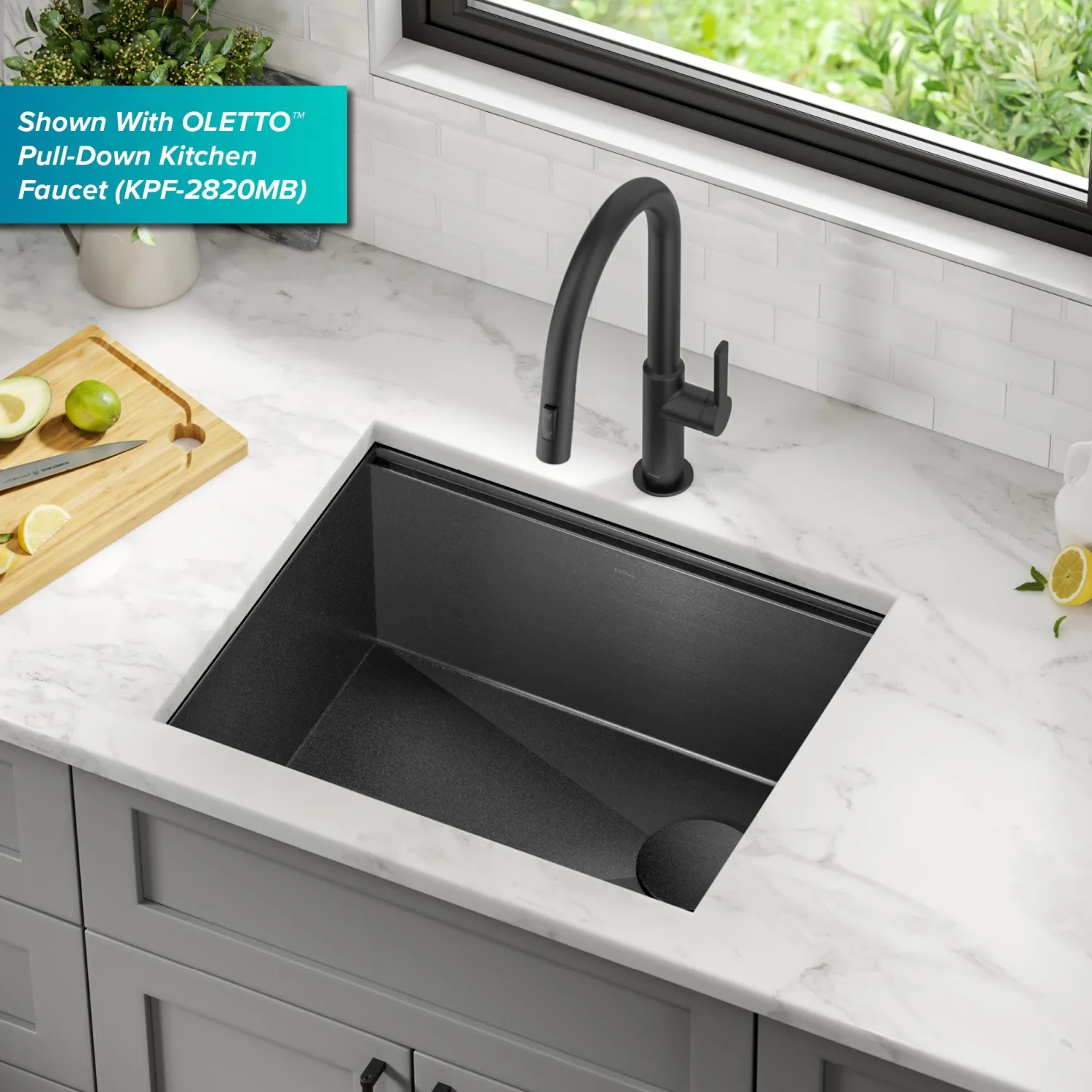Discount Kore Workstation 23" Undermount Kitchen Sink in 16 Gauge PVD Gunmetal Undermount Sinks|Single Bowl Sinks