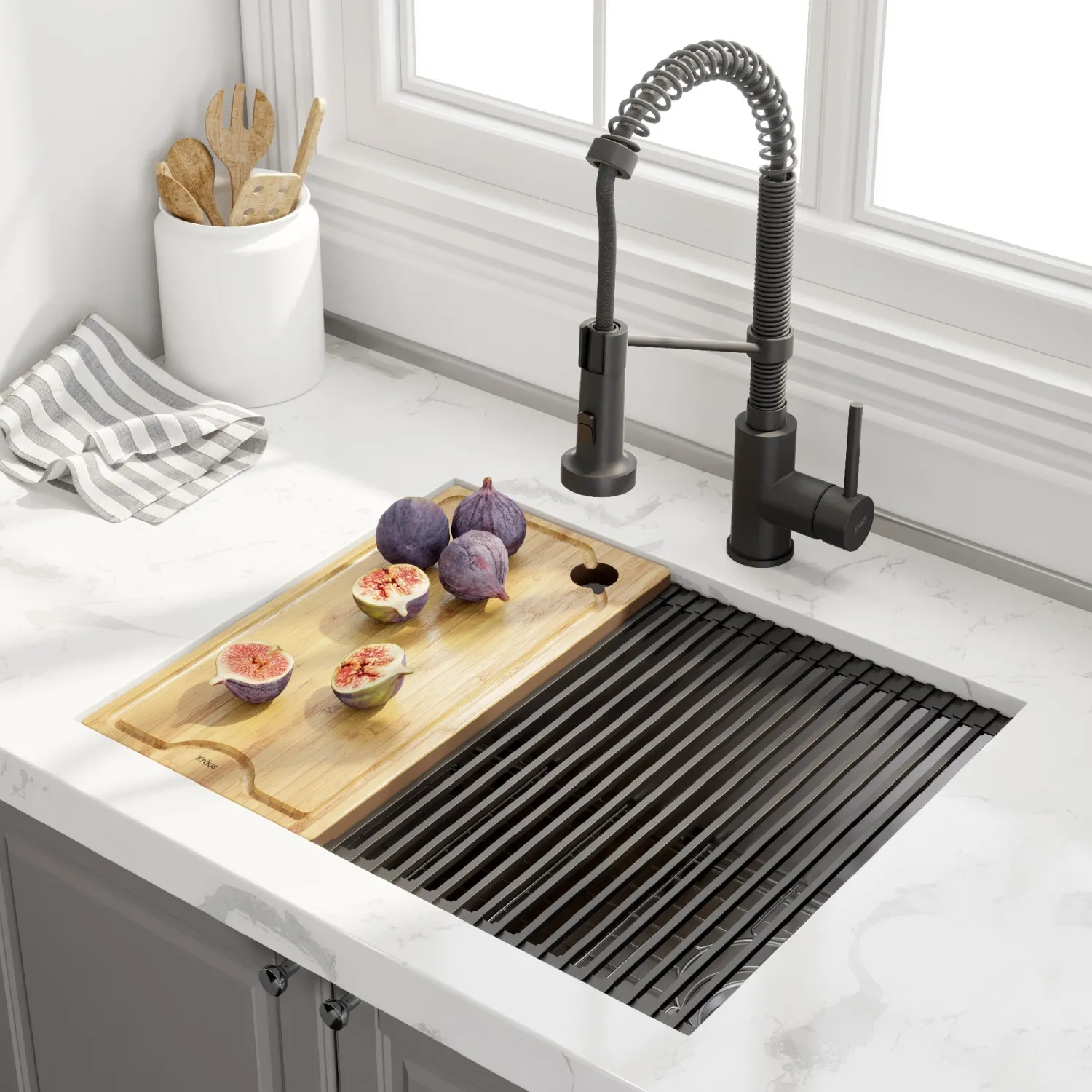 Outlet Kore Workstation 23" Undermount 16 Gauge Single Bowl Stainless Steel Kitchen Sink with Accessories Workstation Sinks|Stainless Steel Sinks