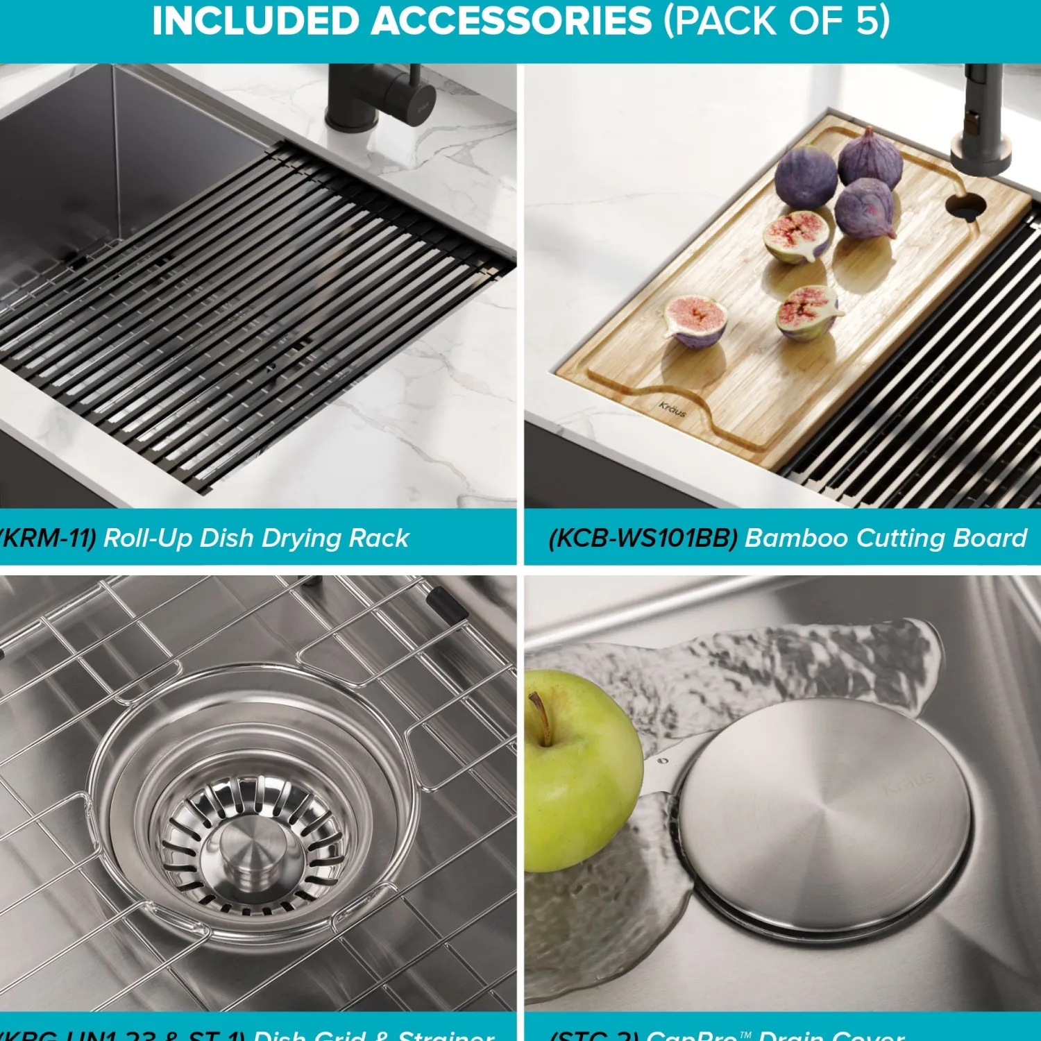 Outlet Kore Workstation 23" Undermount 16 Gauge Single Bowl Stainless Steel Kitchen Sink with Accessories Workstation Sinks|Stainless Steel Sinks