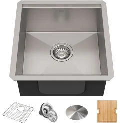 Best Kore Workstation 17" Undermount 16 Gauge Single Bowl Stainless Steel Bar Sink with Accessories Bar / Prep Sinks|Workstation Sinks