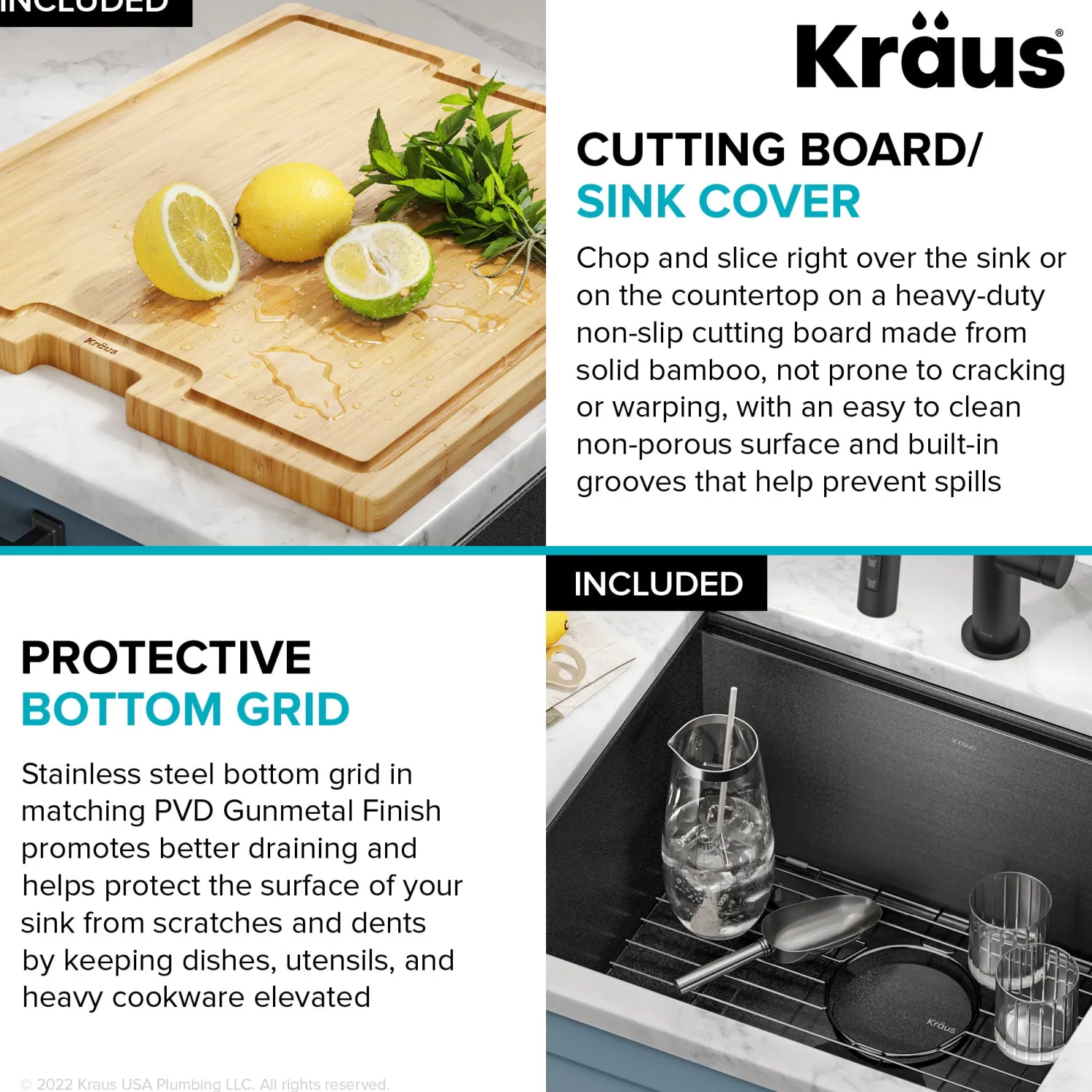 Hot Kore Workstation 21" Undermount 16 Gauge Bar or Kitchen Sink in PVD Gunmetal Gunmetal, Brass, & Gold|Bar / Prep Sinks