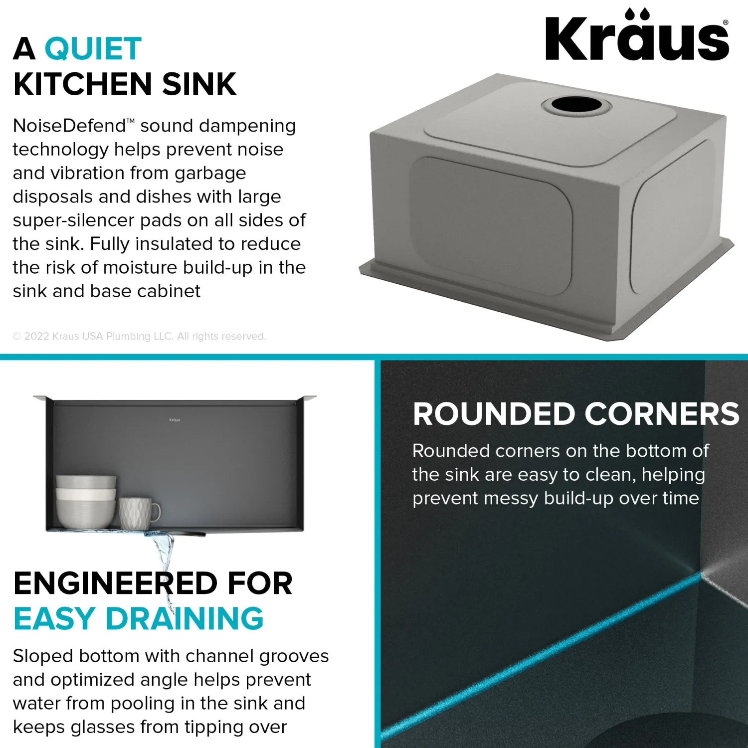 Hot Kore Workstation 21" Undermount 16 Gauge Bar or Kitchen Sink in PVD Gunmetal Gunmetal, Brass, & Gold|Bar / Prep Sinks