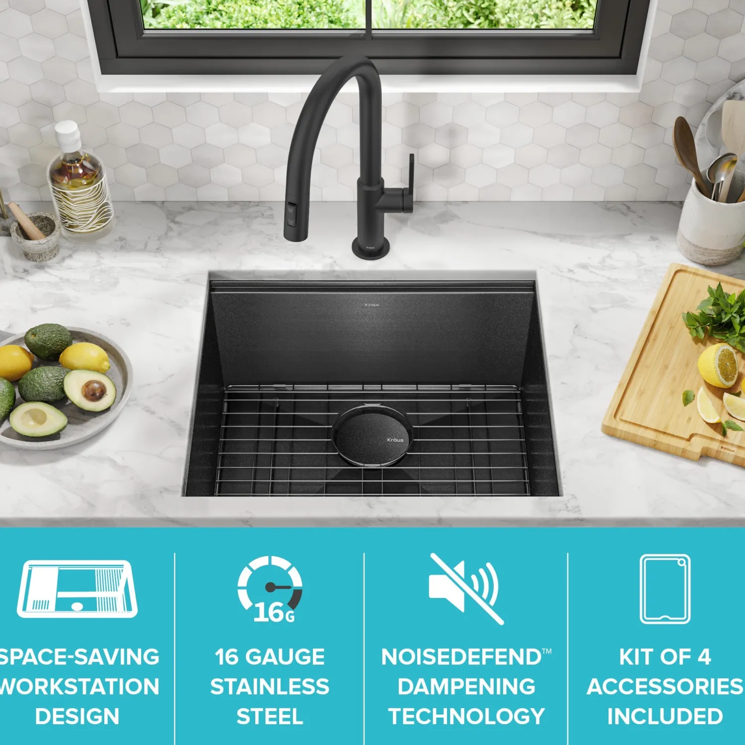 Hot Kore Workstation 21" Undermount 16 Gauge Bar or Kitchen Sink in PVD Gunmetal Gunmetal, Brass, & Gold|Bar / Prep Sinks