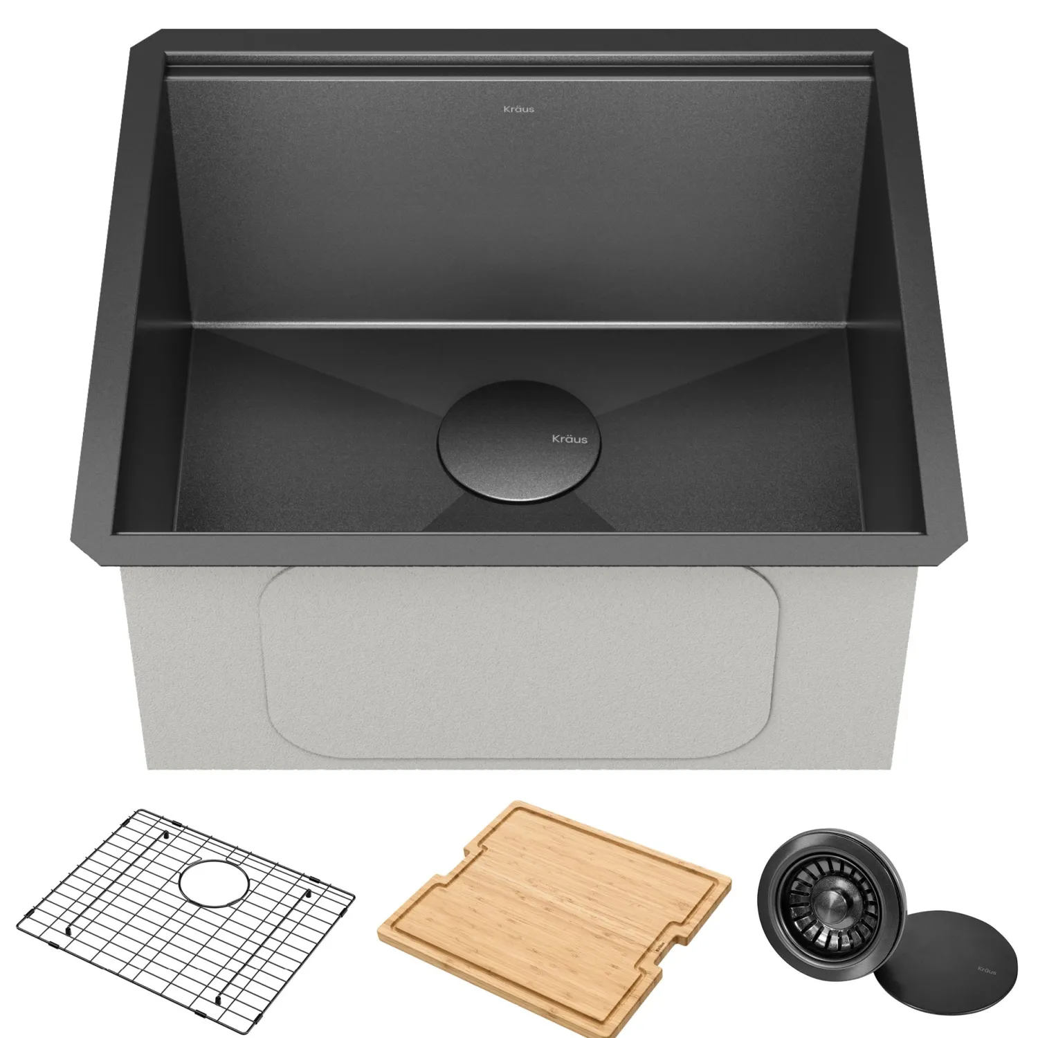Hot Kore Workstation 21" Undermount 16 Gauge Bar or Kitchen Sink in PVD Gunmetal Gunmetal, Brass, & Gold|Bar / Prep Sinks