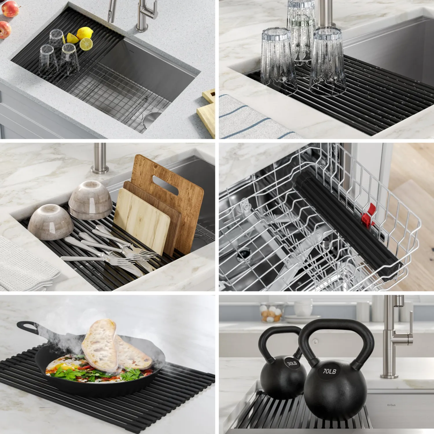 Best Kore Workstation 32" Undermount 16 Gauge Single Bowl Stainless Steel Kitchen Sink with Accessories Workstation Sinks|Stainless Steel Sinks