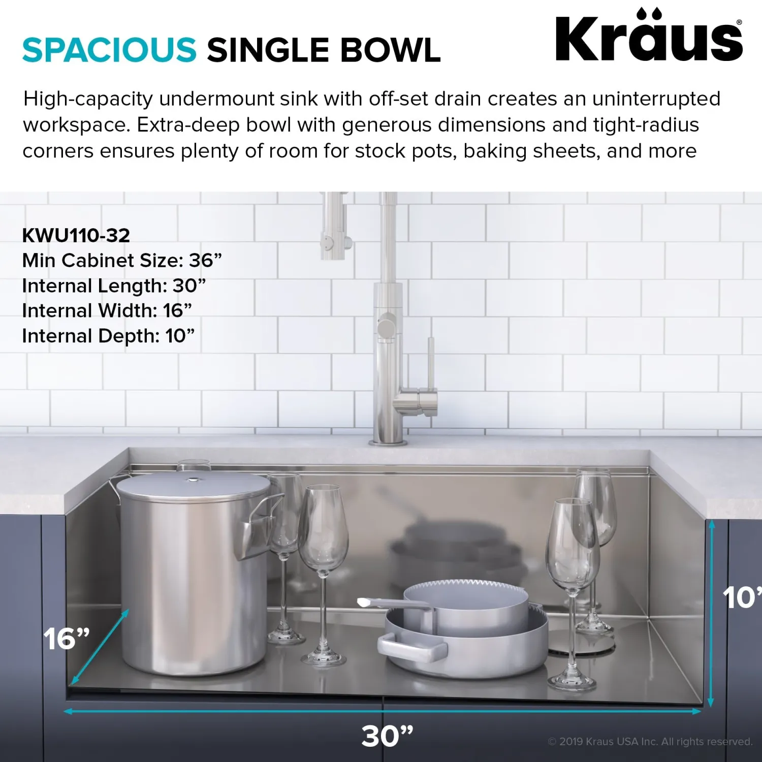 Best Kore Workstation 32" Undermount 16 Gauge Single Bowl Stainless Steel Kitchen Sink with Accessories Workstation Sinks|Stainless Steel Sinks