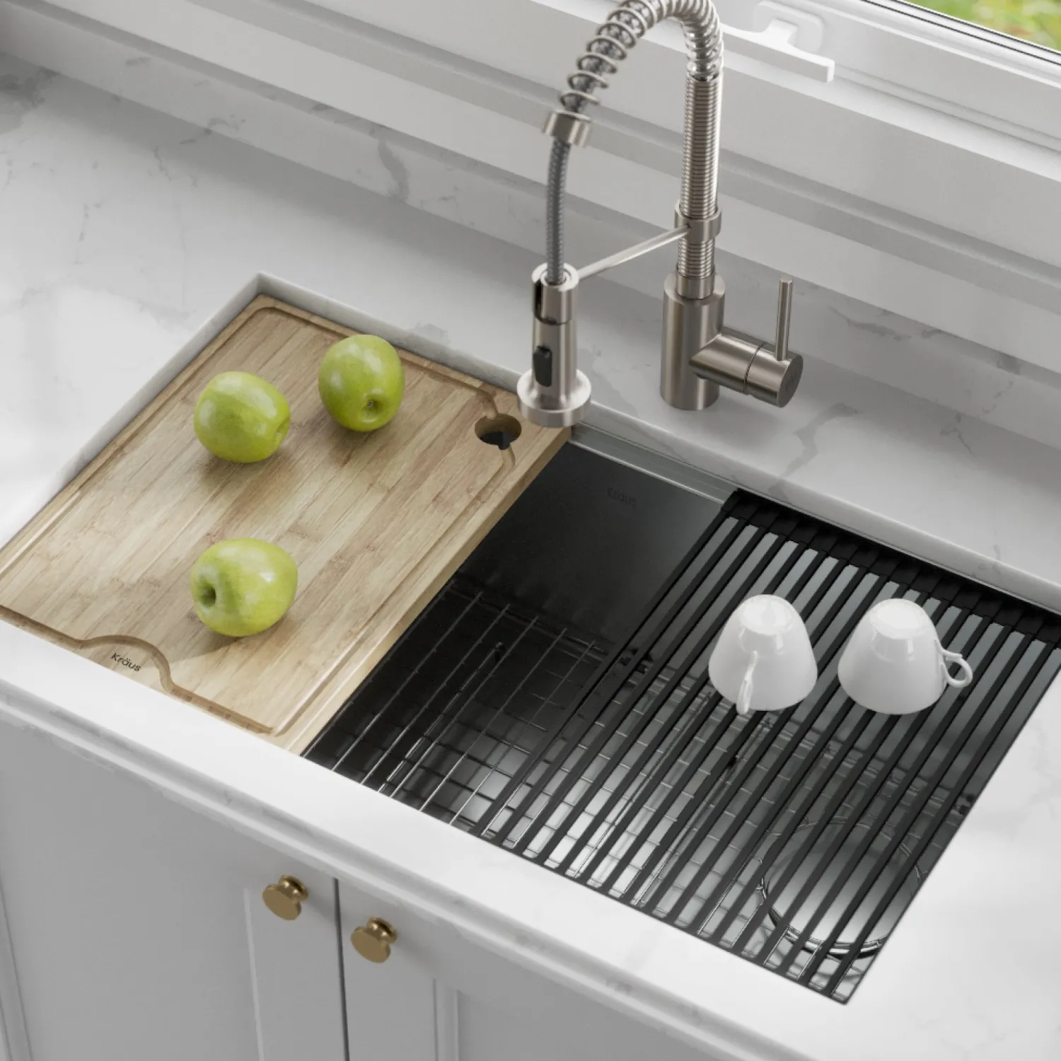 Best Kore Workstation 32" Undermount 16 Gauge Single Bowl Stainless Steel Kitchen Sink with Accessories Workstation Sinks|Stainless Steel Sinks