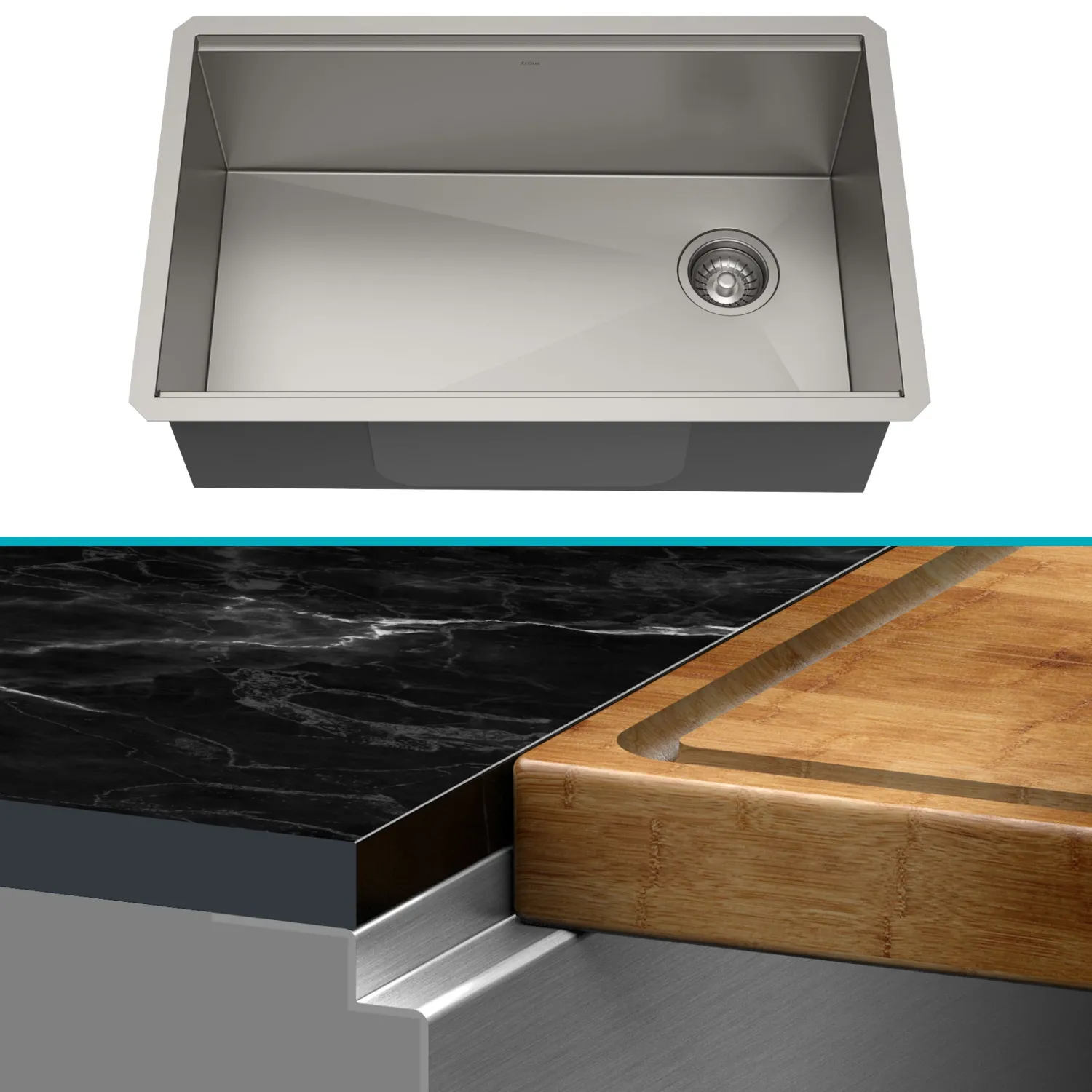 Best Kore Workstation 32" Undermount 16 Gauge Single Bowl Stainless Steel Kitchen Sink with Accessories Workstation Sinks|Stainless Steel Sinks