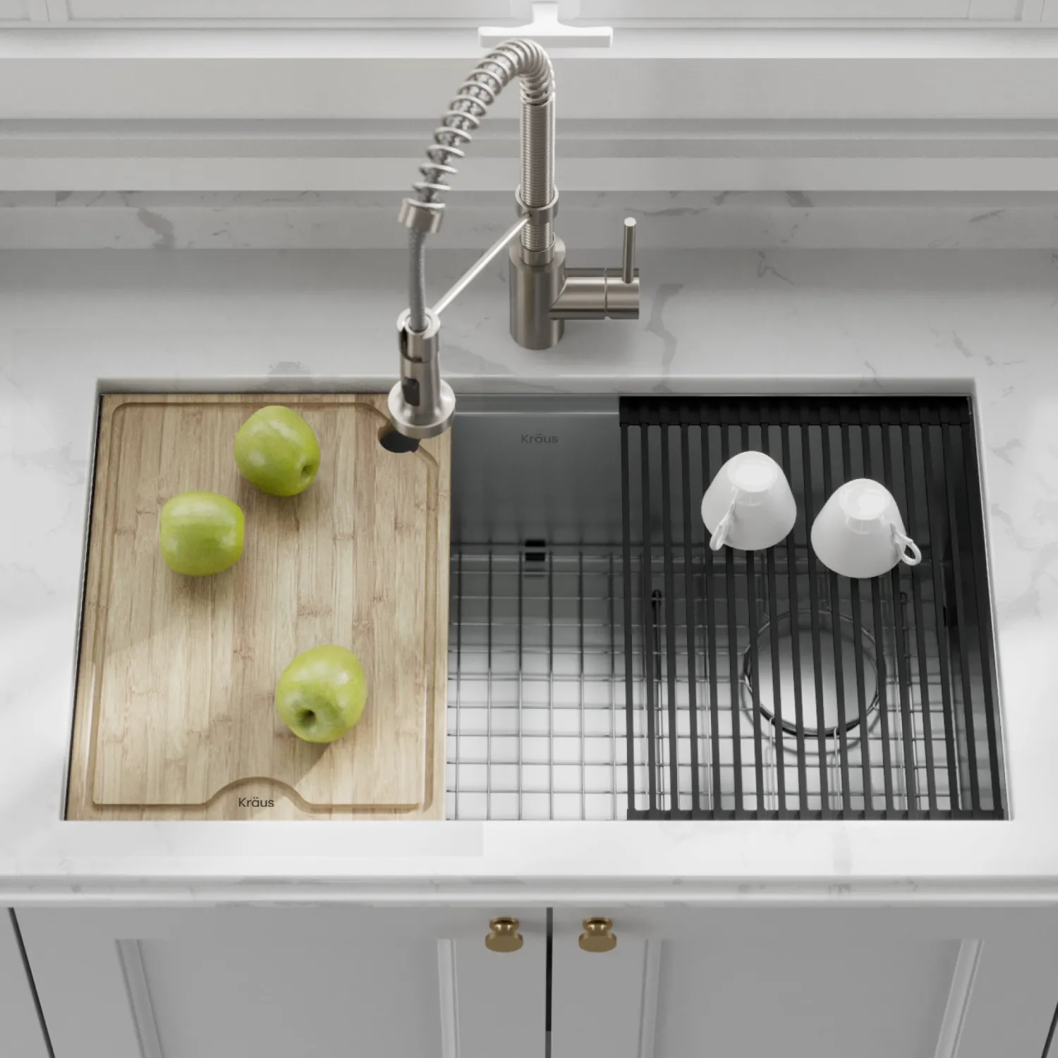 Best Kore Workstation 32" Undermount 16 Gauge Single Bowl Stainless Steel Kitchen Sink with Accessories Workstation Sinks|Stainless Steel Sinks
