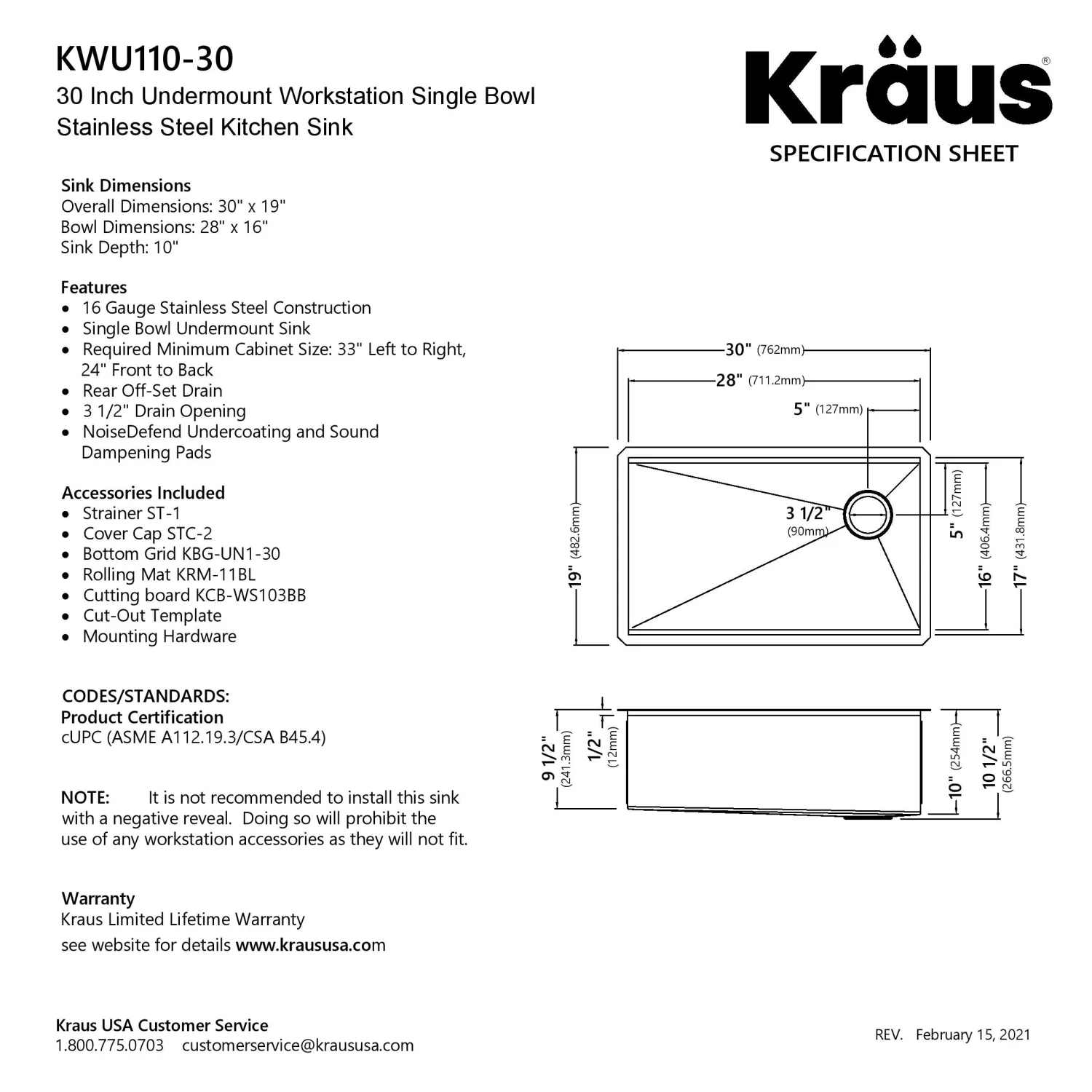 New Kore Workstation 30" Undermount 16 Gauge Single Bowl Stainless Steel Kitchen Sink with Accessories Workstation Sinks|Stainless Steel Sinks