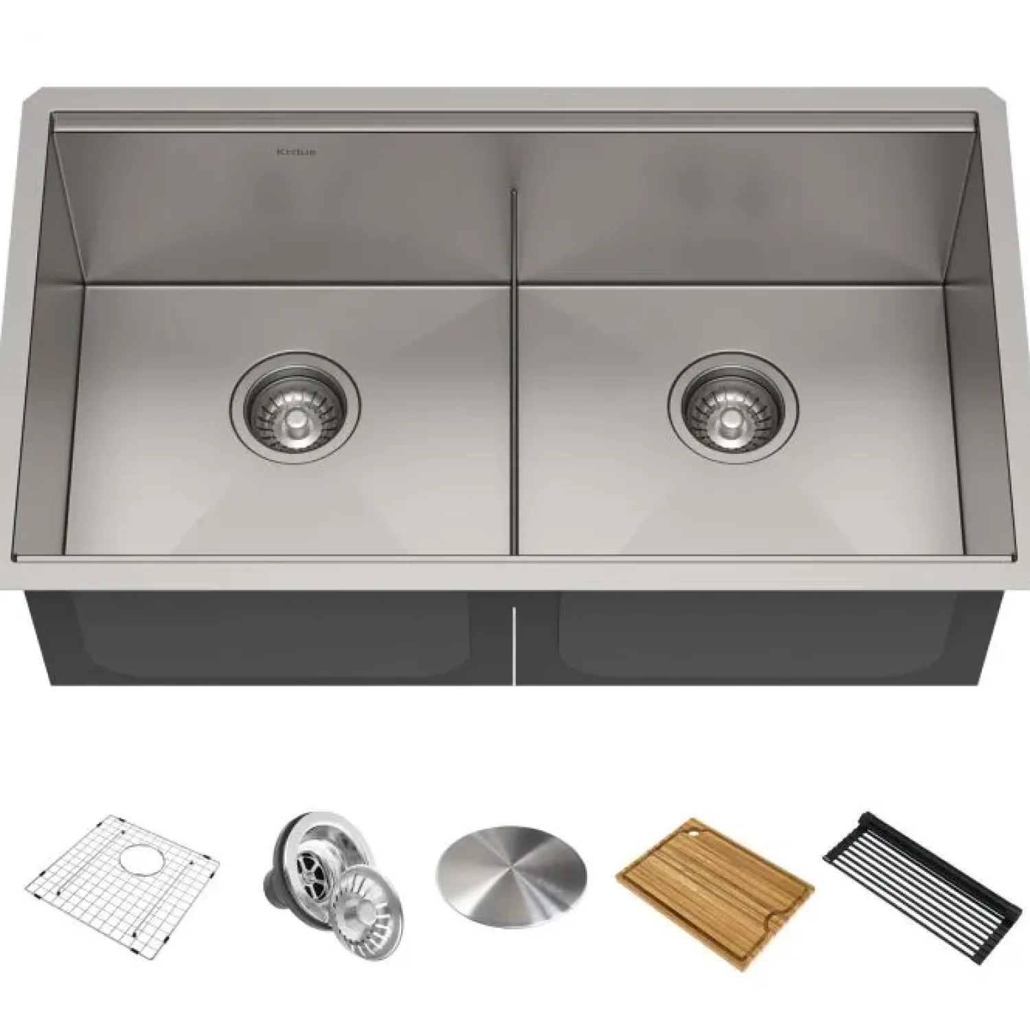Discount Kore Workstation 33" Undermount 16 Gauge Double Bowl Stainless Steel Kitchen Sink with Accessories Workstation Sinks|Double Bowl Sinks