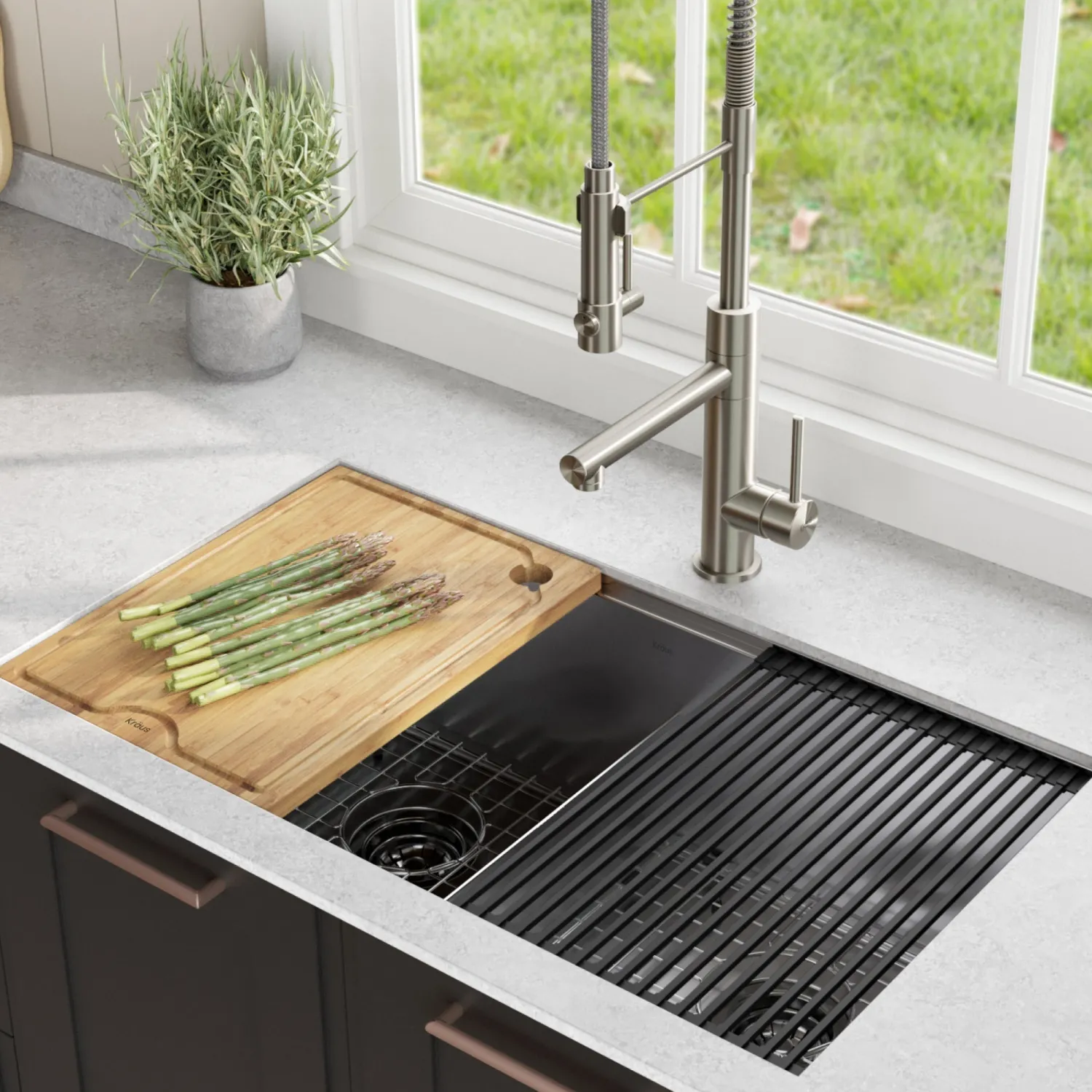 Discount Kore Workstation 33" Undermount 16 Gauge Double Bowl Stainless Steel Kitchen Sink with Accessories Workstation Sinks|Double Bowl Sinks