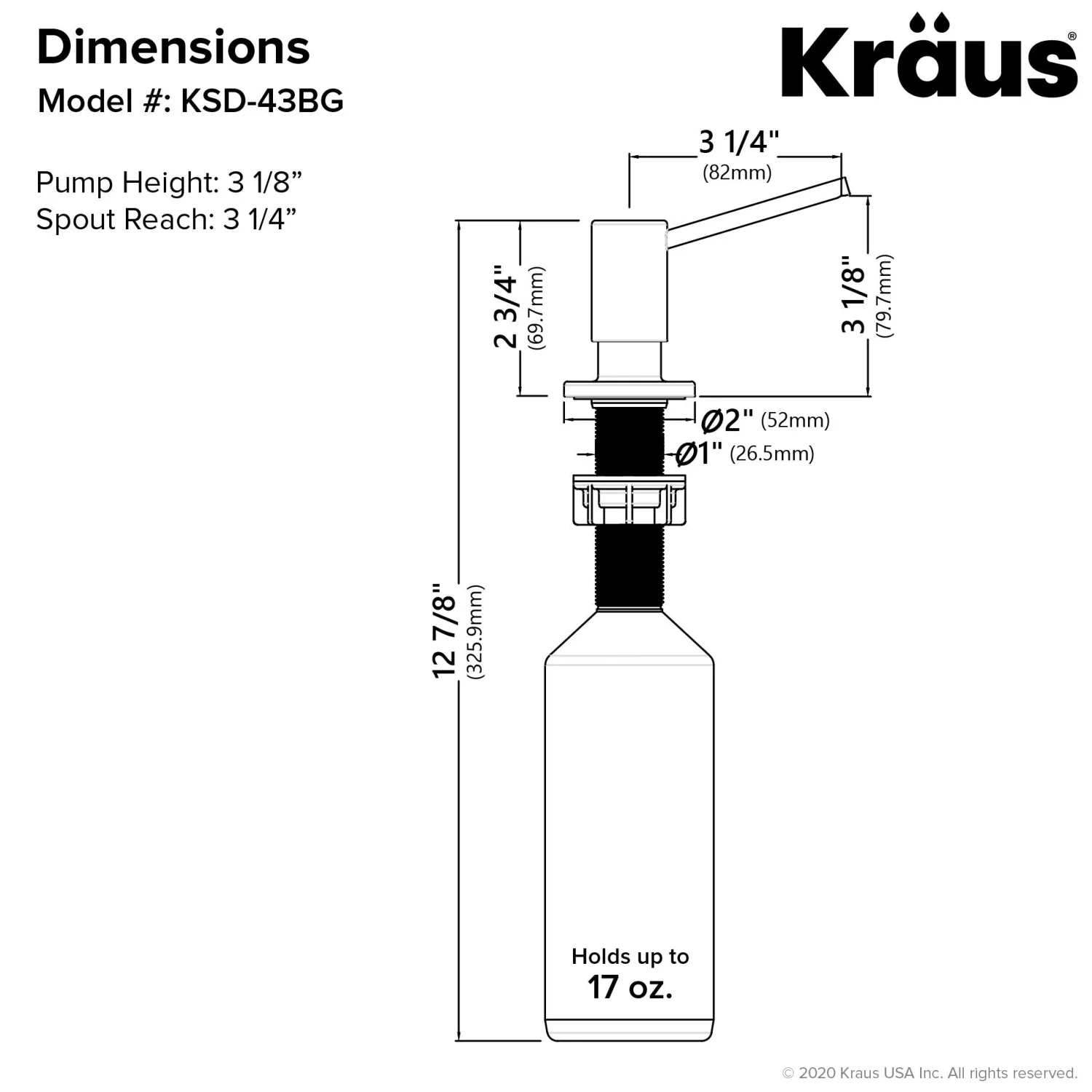 New KSD-32BG Kitchen Soap Dispenser in Brushed Gold Soap Dispensers