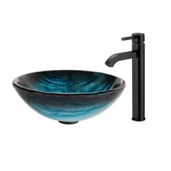 Best Ladon Glass Vessel Sink and Ramus Faucet Sink And Faucet Combos|Above Counter / Vessel Sinks