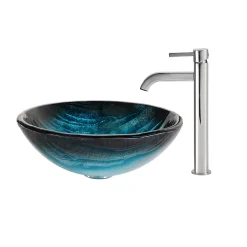 Best Ladon Glass Vessel Sink and Ramus Faucet Sink And Faucet Combos|Above Counter / Vessel Sinks