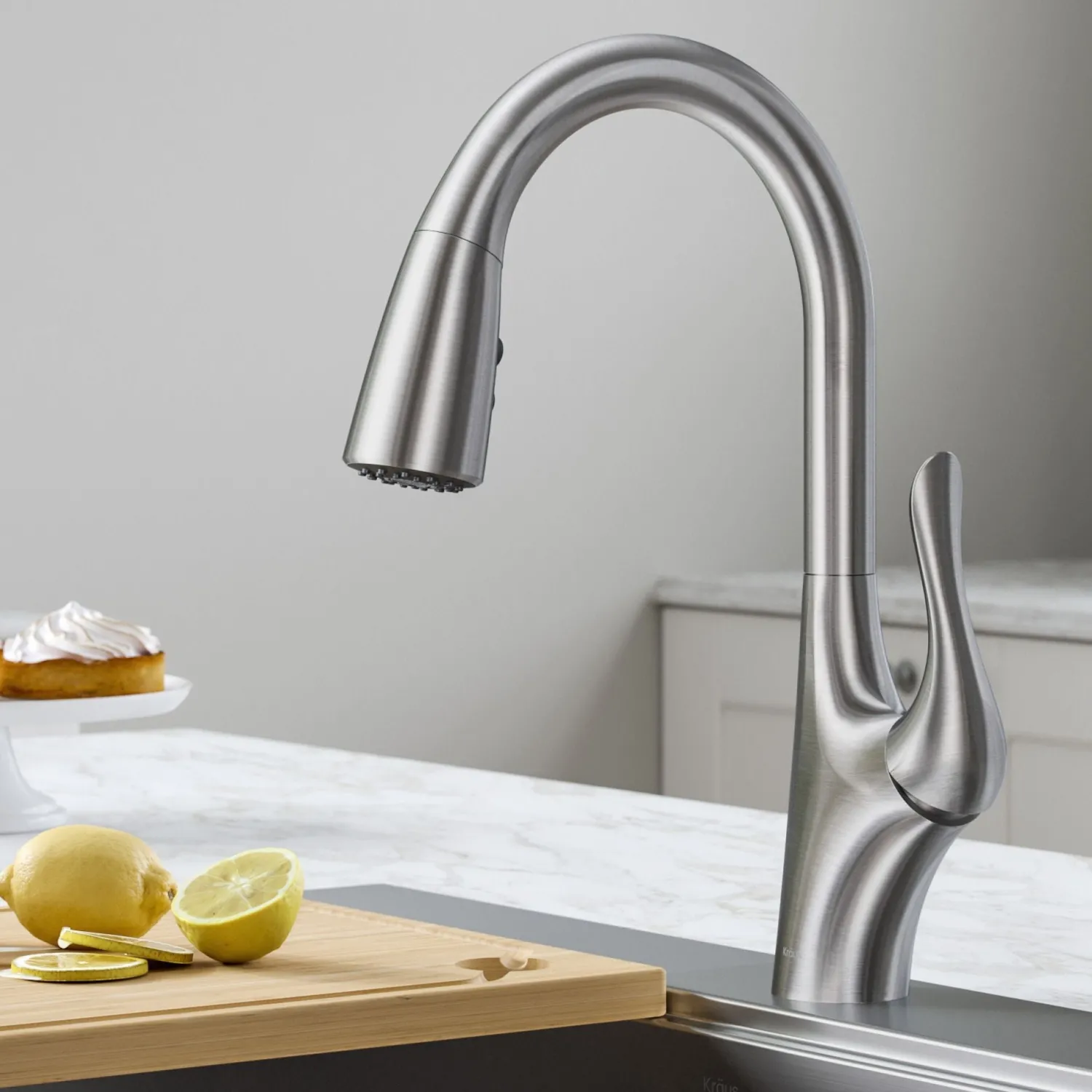 Discount Merlin Single Handle Pull-Down Kitchen Faucet in Spot Free Stainless Steel Single Hole