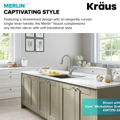 Discount Merlin Single Handle Pull-Down Kitchen Faucet in Spot Free Stainless Steel Single Hole
