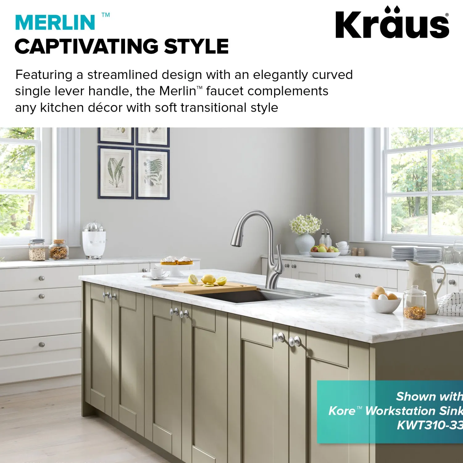 Discount Merlin Single Handle Pull-Down Kitchen Faucet in Spot Free Stainless Steel Single Hole