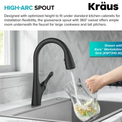 Clearance Merlin Single Handle Pull-Down Kitchen Faucet in Matte Black Single Hole