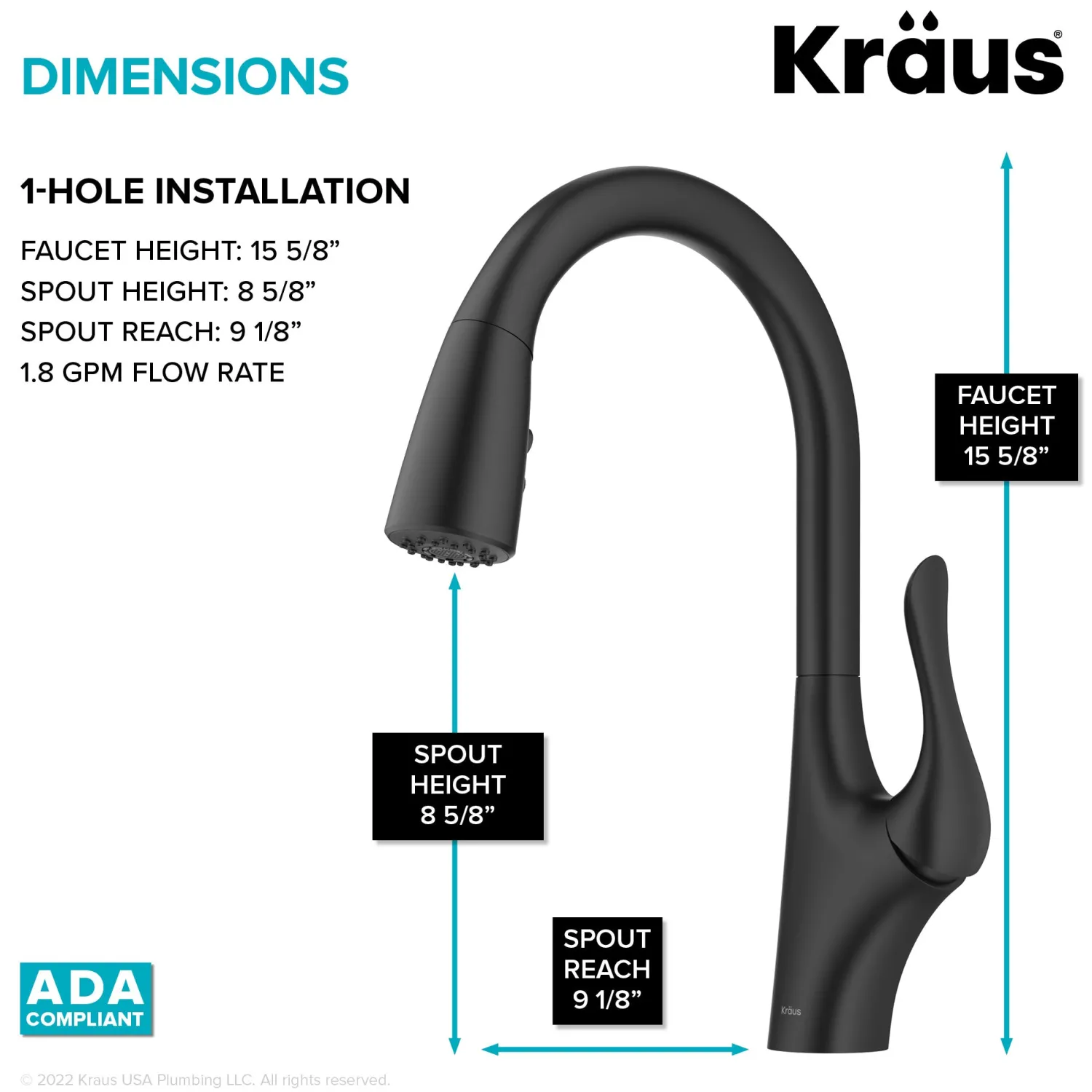 Clearance Merlin Single Handle Pull-Down Kitchen Faucet in Matte Black Single Hole