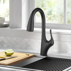 Clearance Merlin Single Handle Pull-Down Kitchen Faucet in Matte Black Single Hole