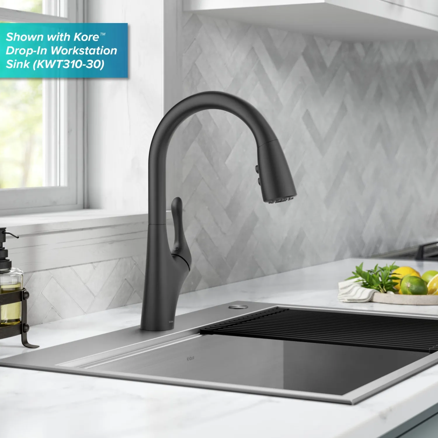 Clearance Merlin Single Handle Pull-Down Kitchen Faucet in Matte Black Single Hole