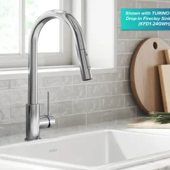 Online New Oletto Contemporary Single Handle Pull Down Kitchen Faucet in Chrome Single Hole
