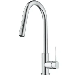 Online New Oletto Contemporary Single Handle Pull Down Kitchen Faucet in Chrome Single Hole