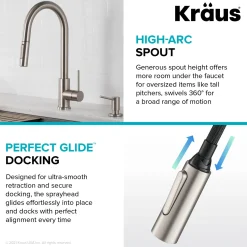 Online New Oletto Contemporary Single Handle Pull Down Kitchen Faucet in Chrome Single Hole