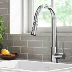 Online New Oletto Contemporary Single Handle Pull Down Kitchen Faucet in Chrome Single Hole