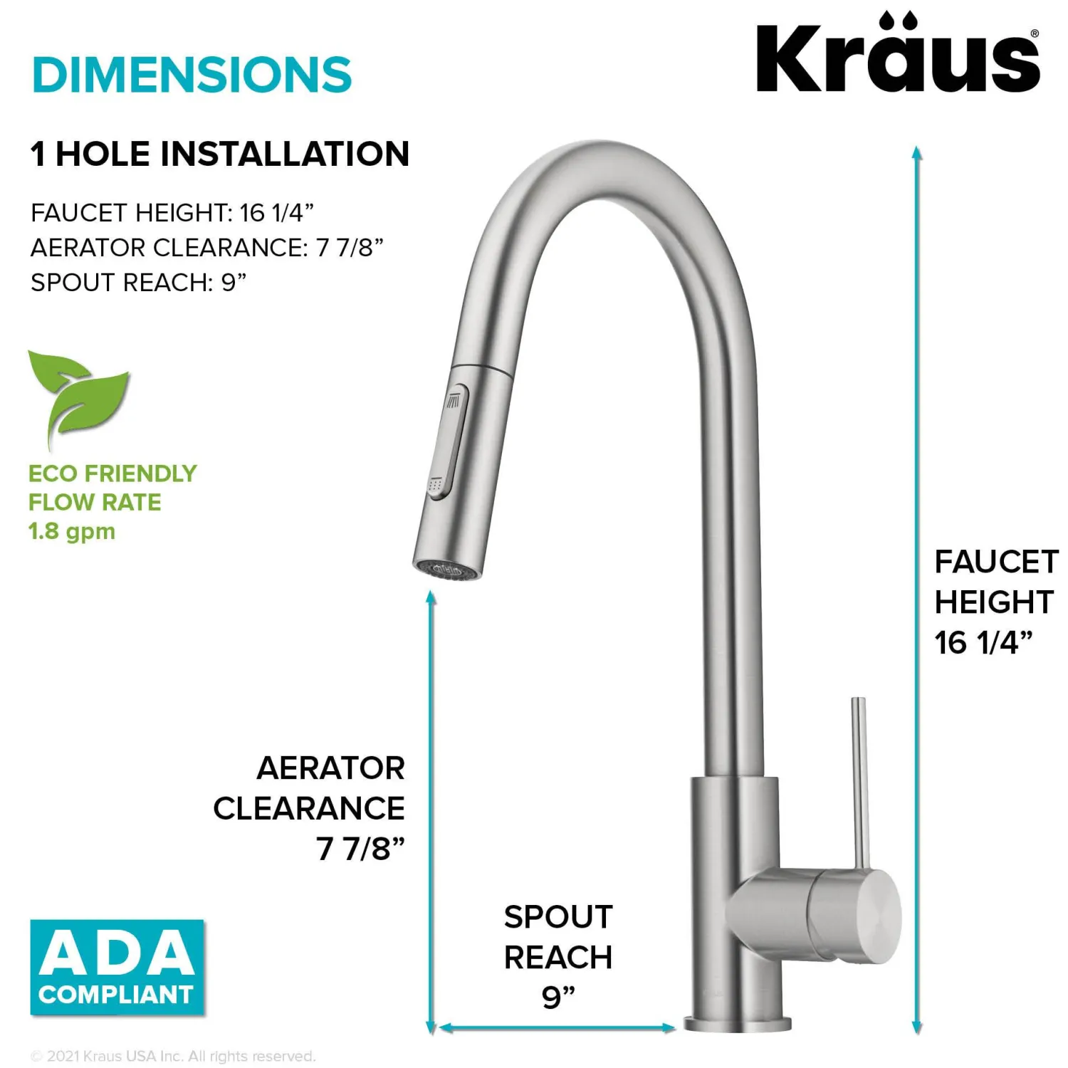 New New Oletto Contemporary Single Handle Pull Down Kitchen Faucet in Spot Free Stainless Steel Single Hole