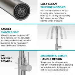 Online New Oletto Contemporary Single Handle Pull Down Kitchen Faucet in Matte Black Single Hole