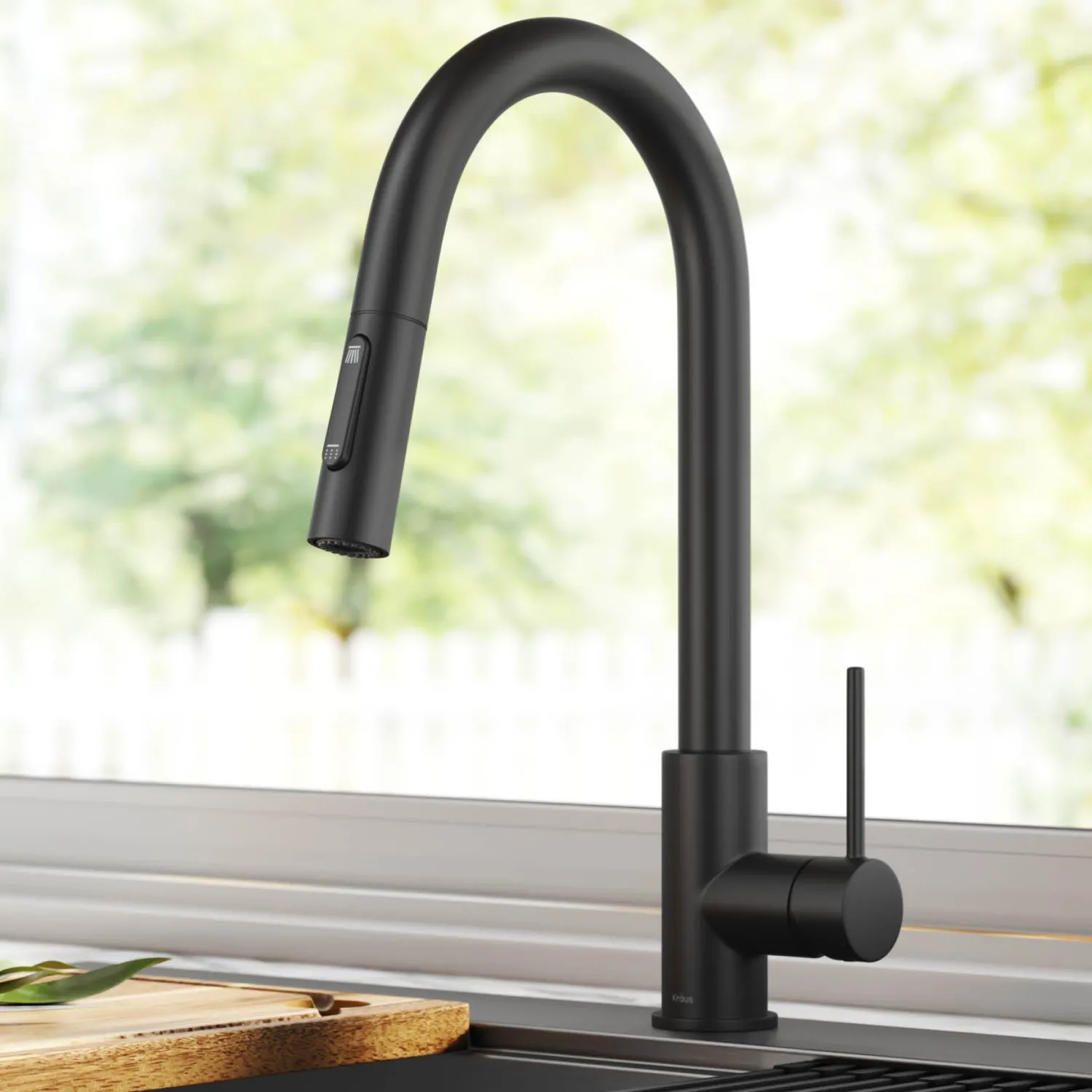 Online New Oletto Contemporary Single Handle Pull Down Kitchen Faucet in Matte Black Single Hole