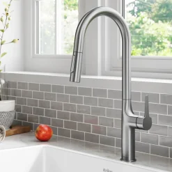 Best New Oletto Modern Single Handle Pull Down Kitchen Faucet in Spot Free Stainless Steel Single Hole