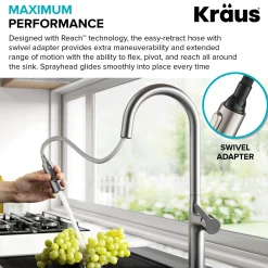 Best New Oletto Modern Single Handle Pull Down Kitchen Faucet in Spot Free Stainless Steel Single Hole