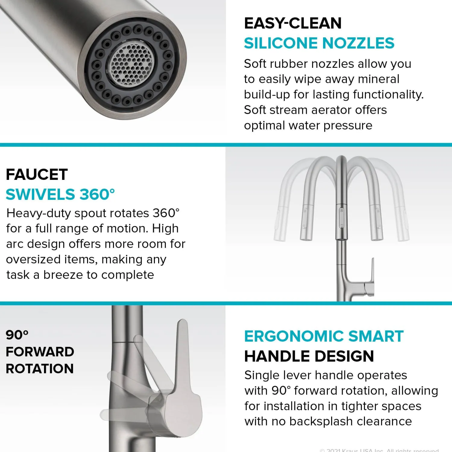 Best New Oletto Modern Single Handle Pull Down Kitchen Faucet in Spot Free Stainless Steel Single Hole