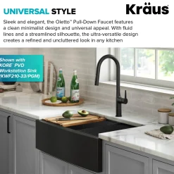 New Oletto Modern Single Handle Pull Down Kitchen Faucet in Matte Black Single Hole
