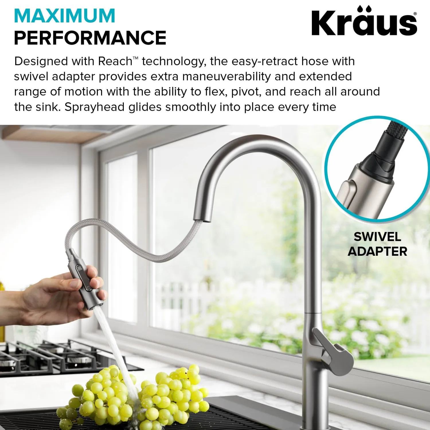New Oletto Modern Single Handle Pull Down Kitchen Faucet in Matte Black Single Hole