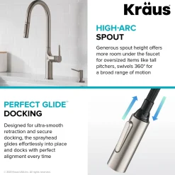 New Oletto Modern Single Handle Pull Down Kitchen Faucet in Matte Black Single Hole