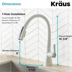 Nolen Dual Function Pull-Down Kitchen Faucet in Chrome/White Single Hole