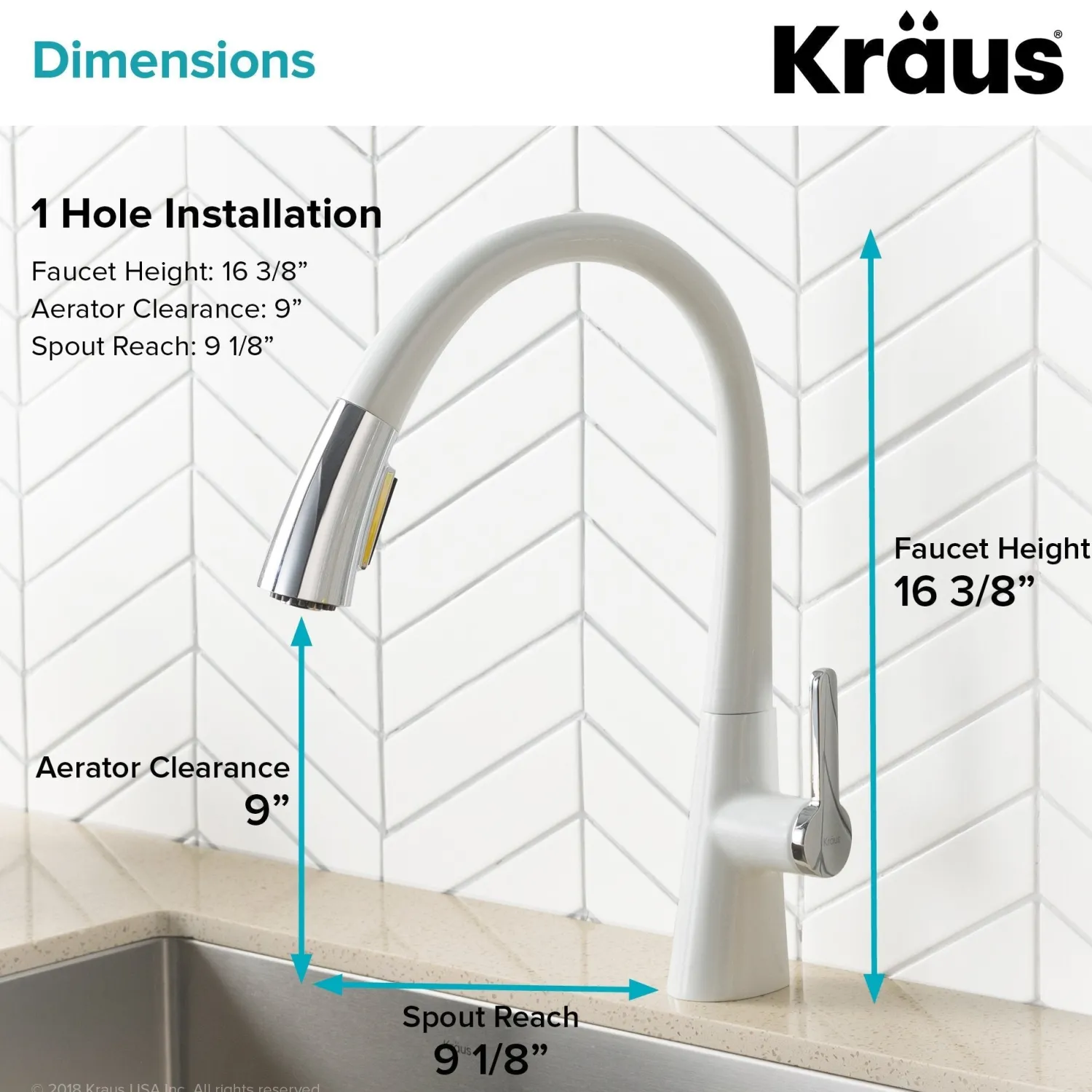 Nolen Dual Function Pull-Down Kitchen Faucet in Chrome/White Single Hole