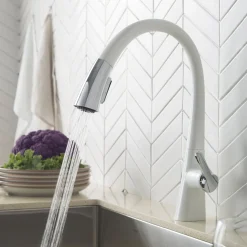 Nolen Dual Function Pull-Down Kitchen Faucet in Chrome/White Single Hole