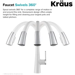 Nolen Dual Function Pull-Down Kitchen Faucet in Chrome/White Single Hole